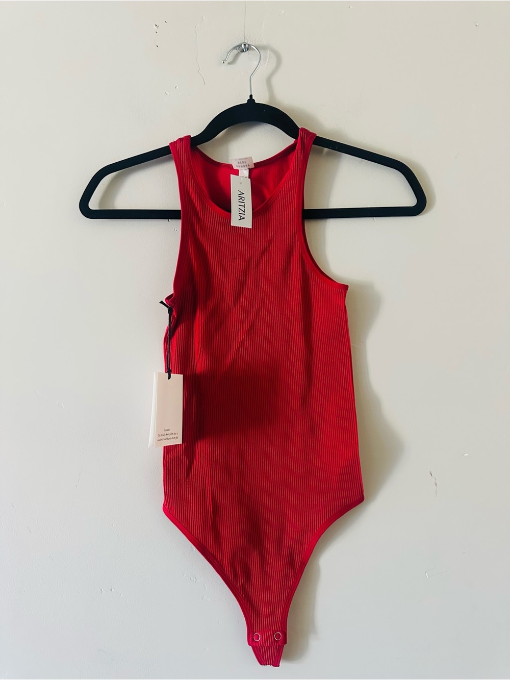 Aritzia Red Ribbed Tank Bodysuit One-Piece